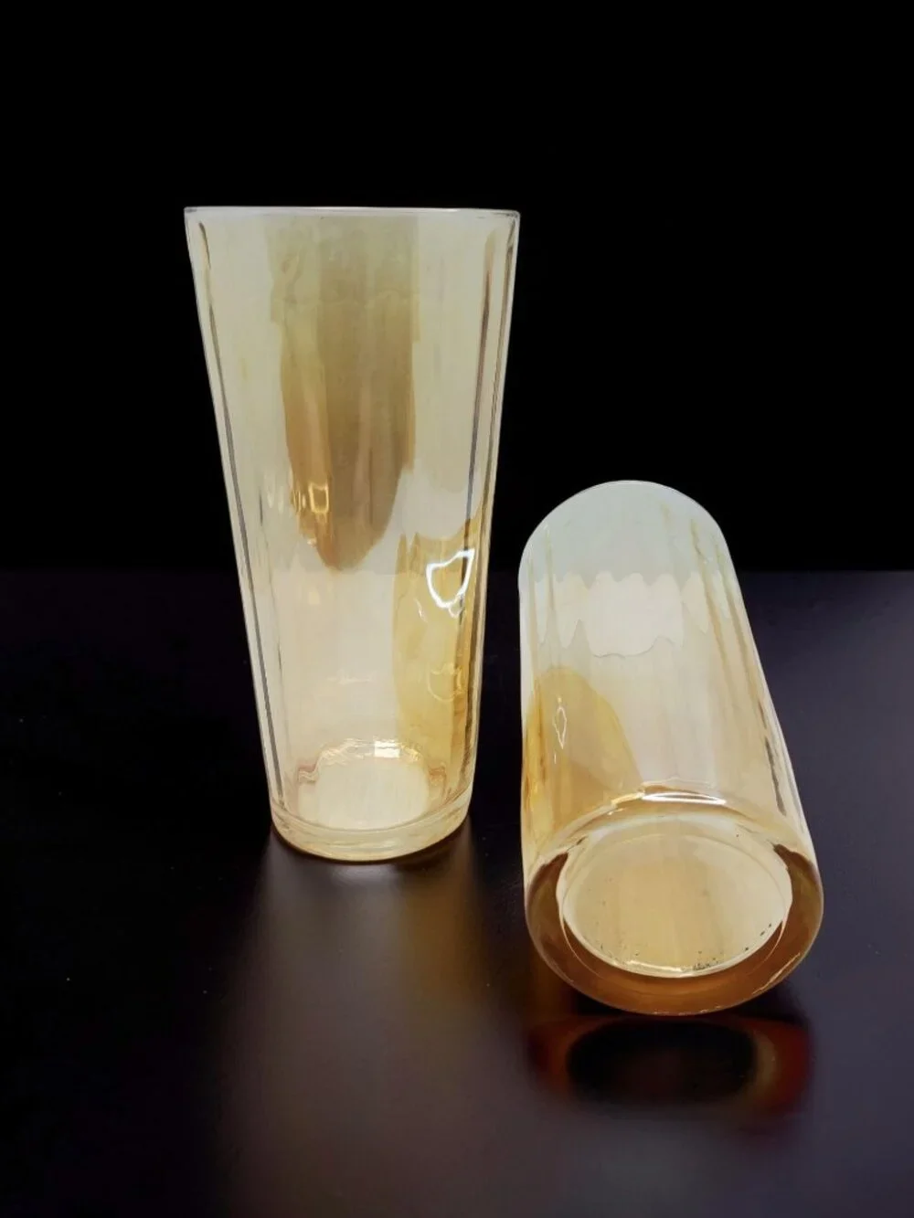 vintage set of 2  jeanette marigold lusterware 12oz drinking glasses